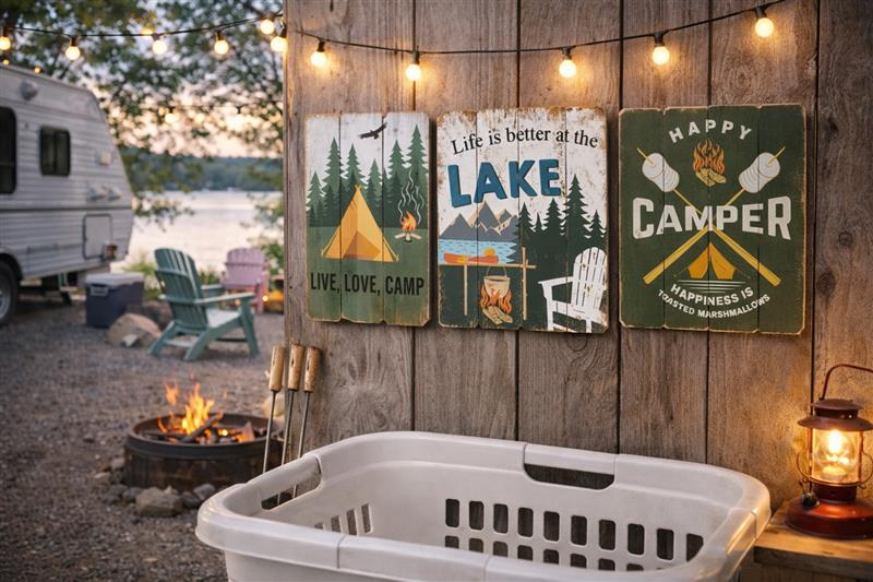 3 Asst. Vintage Camping Signs