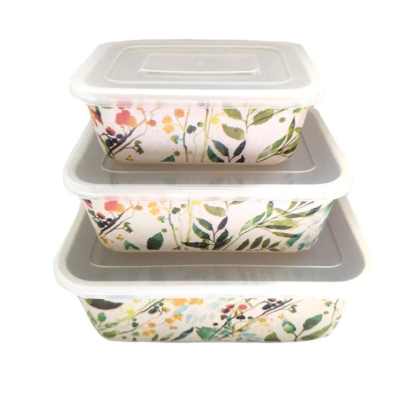 Set of 3 Bamboo Containers w L