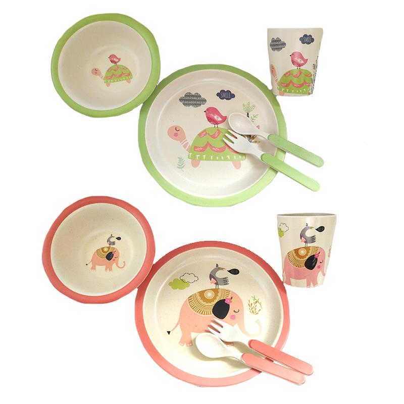 2 Asst Bamboo Kids  Dish Sets