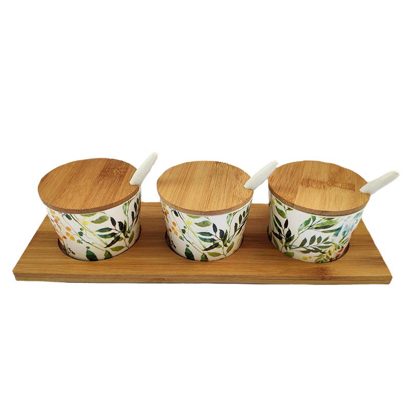 Bamboo Condiment Set Floral