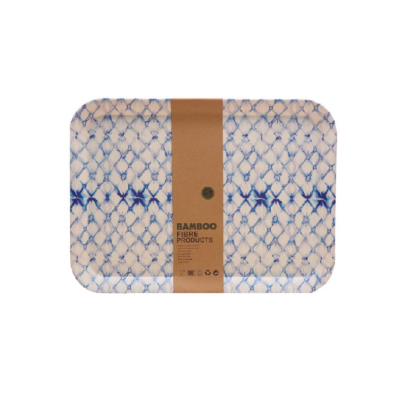 Bamboo Rect Tray Small Blue