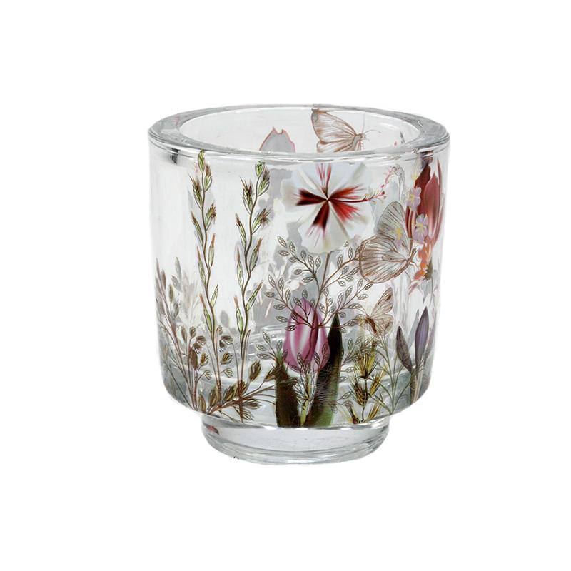 Floral Glass Candleholder