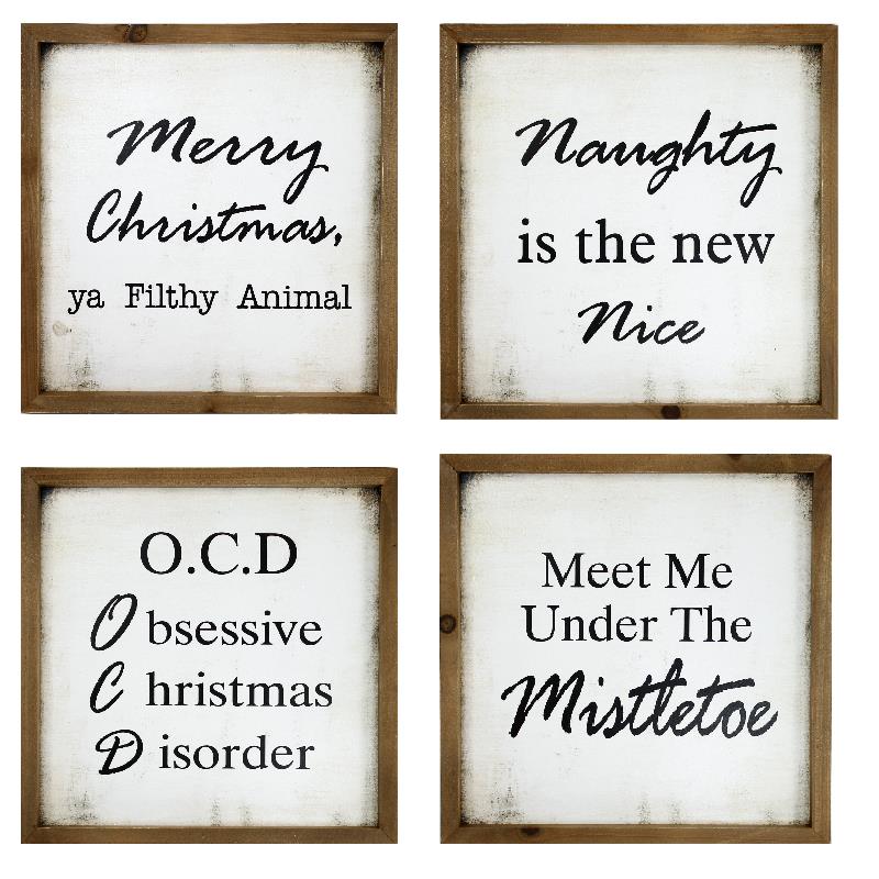 4 Asst Christmas Plaques
