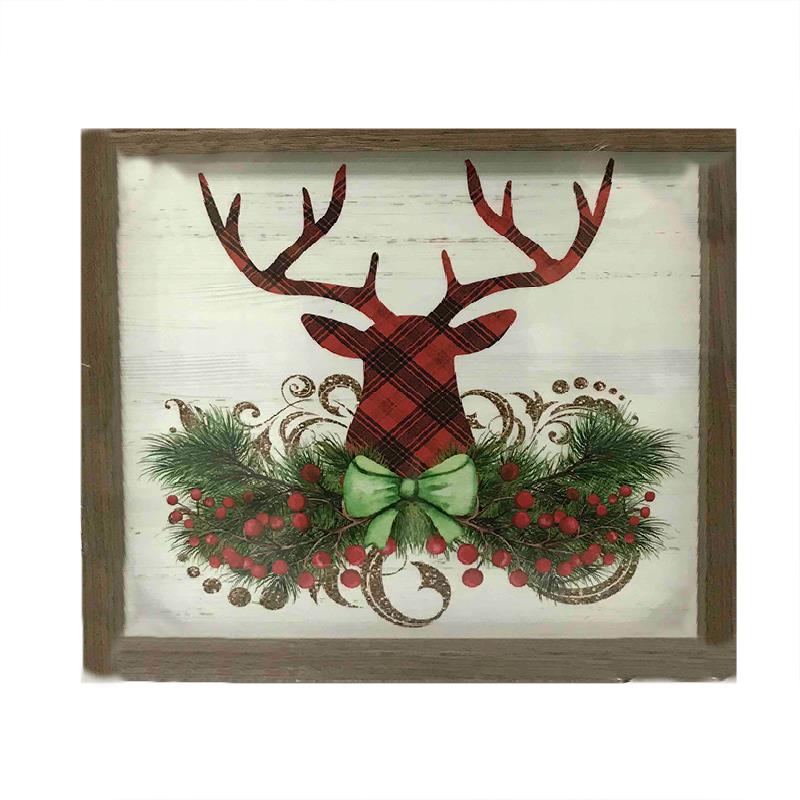 Plaid Reindeer Wall Plaque