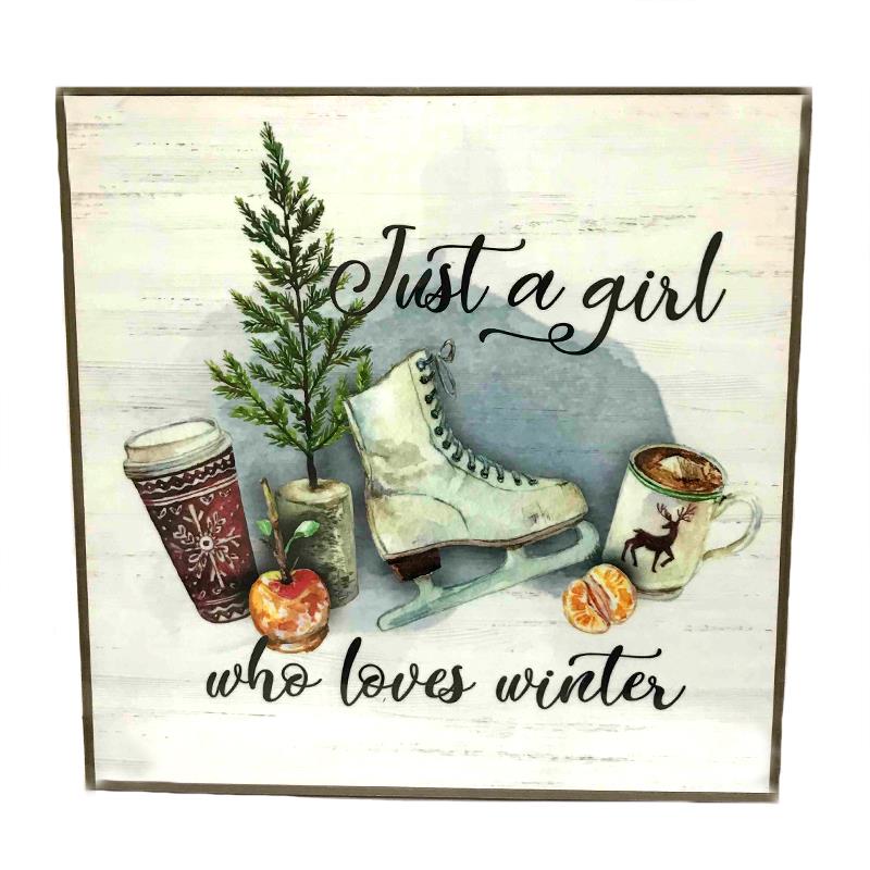 Just A Girl Winter Plaque