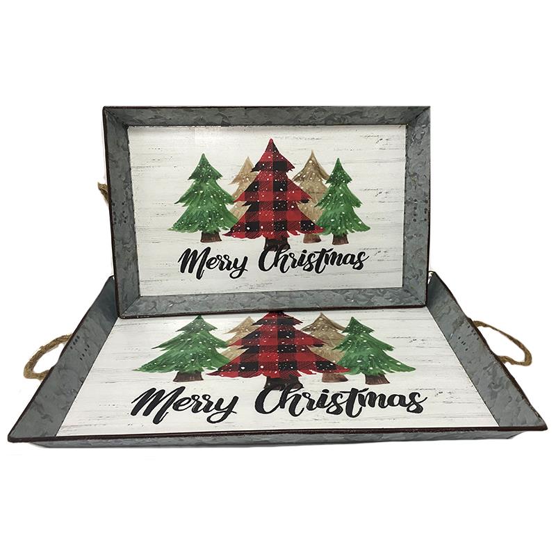 S/2 Rect Merry Christmas Trays