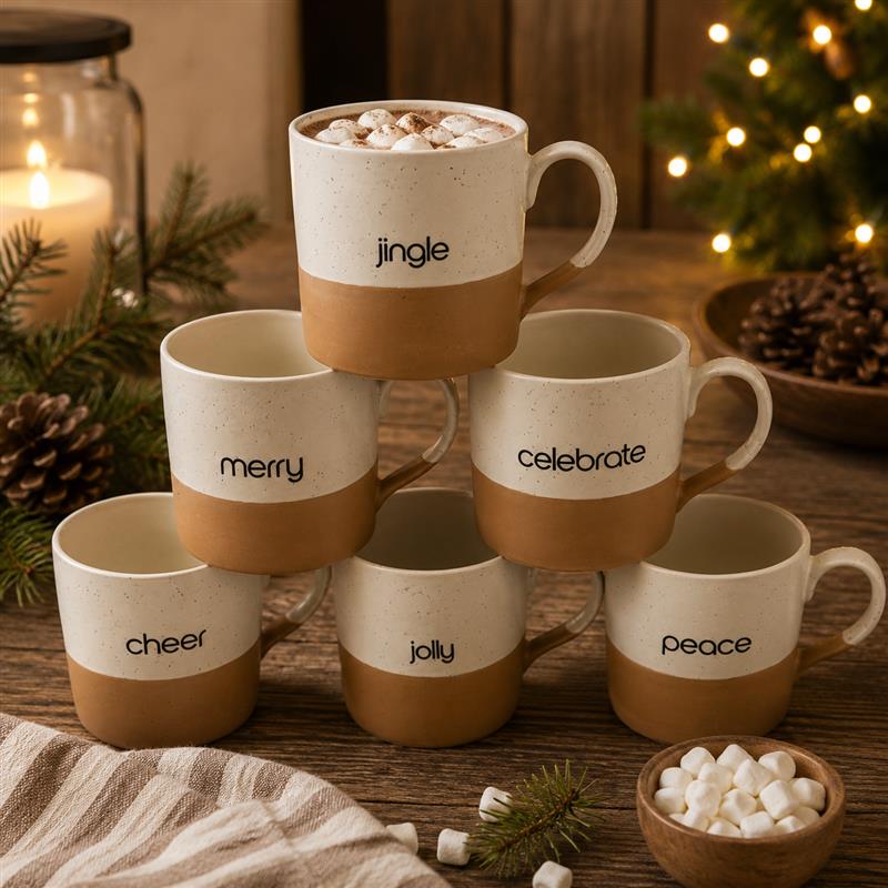 Holiday Word Mugs 6 Asst