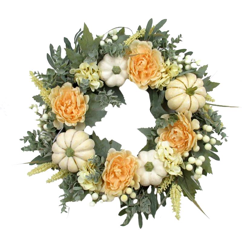 Wreath With White Pumpkins
