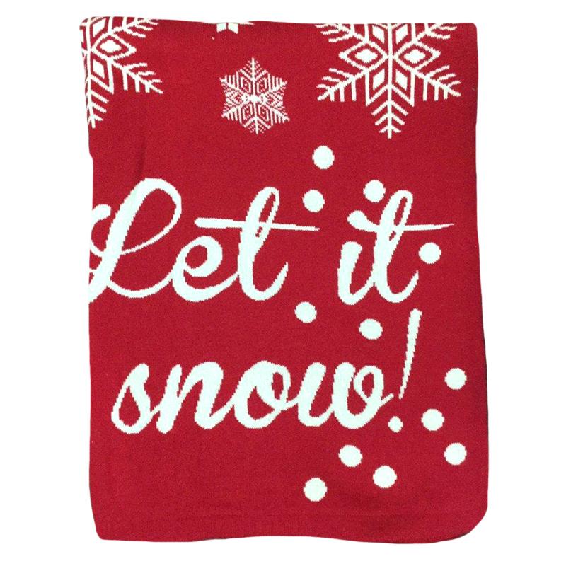 Knit Let It Snow Throw Blanket