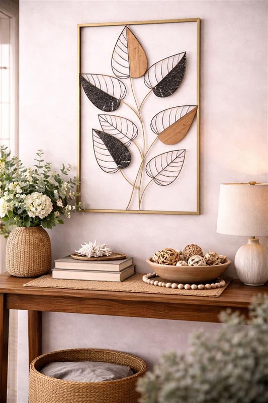 Rectangle Wall Plaque Leaves