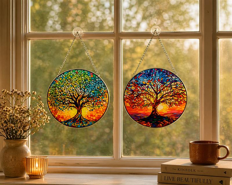 2  Asst Tree Window Decor