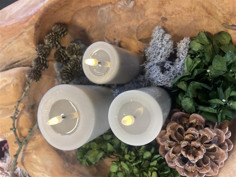 GREY LED CANDLE 2x8 INCH