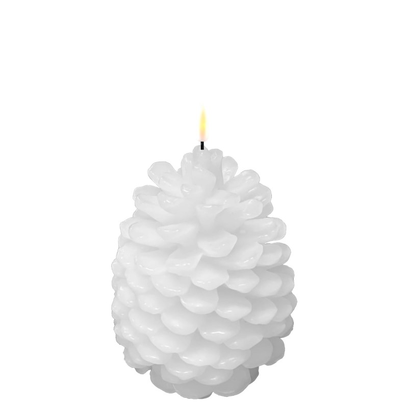 PINE CONE CANDLE WHT 8 INCH