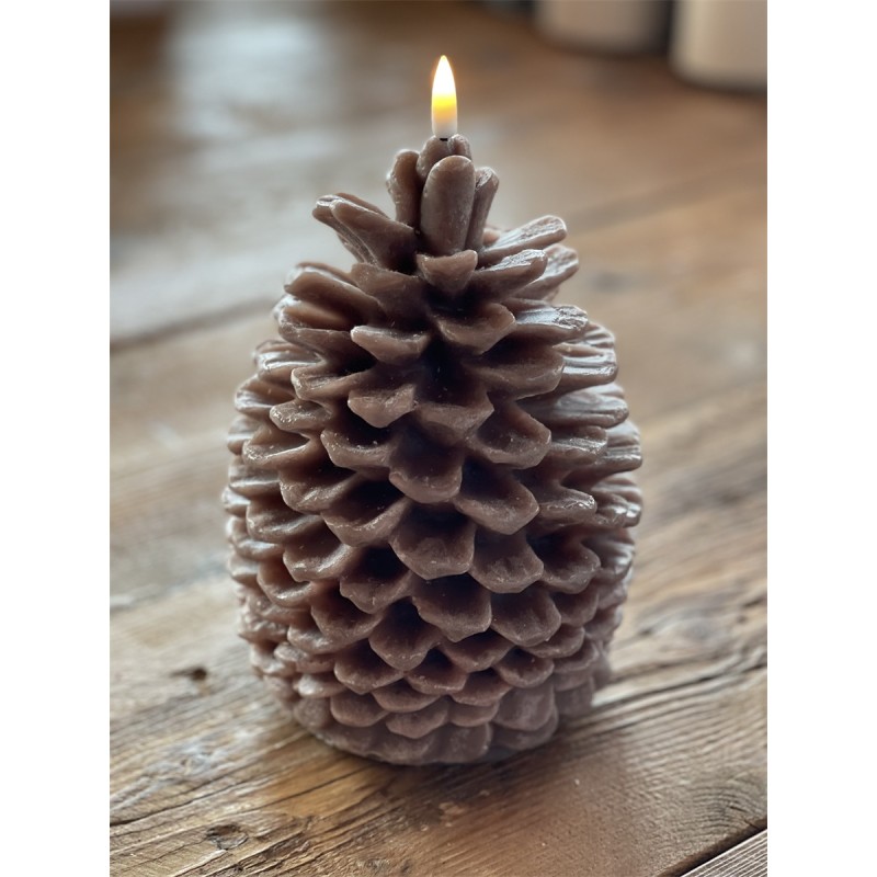 PINE CONE CANDLE BRWN 8 INCH